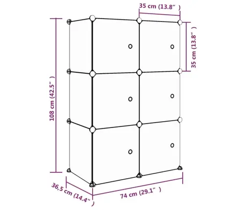Skapītis Bērniem, 6 Kubveida Nodalījumi, Rozā, Plastmasa Vidaxl