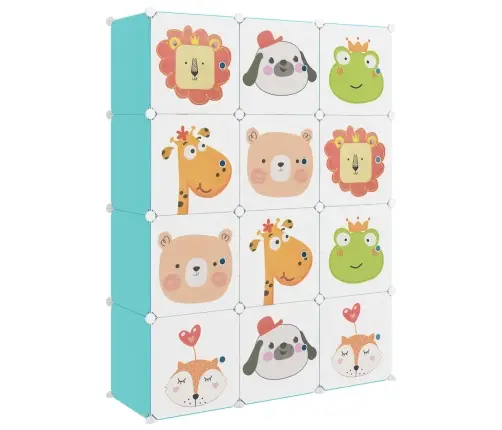 Skapītis Bērniem, 12 Kubveida Nodalījumi, Zaļš, Plastmasa Vidaxl