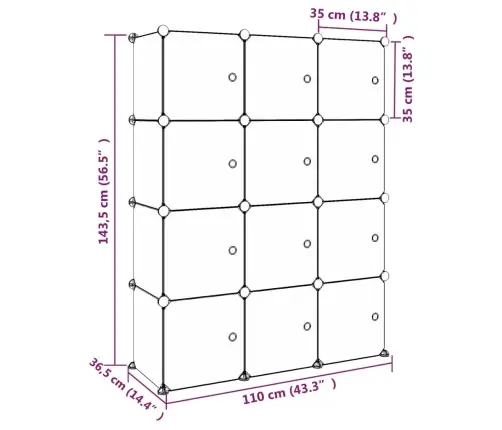 Skapītis Bērniem, 12 Kubveida Nodalījumi, Zaļš, Plastmasa Vidaxl