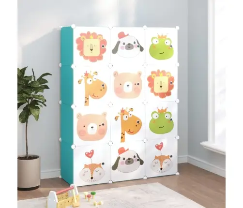 Skapītis Bērniem, 12 Kubveida Nodalījumi, Zaļš, Plastmasa Vidaxl