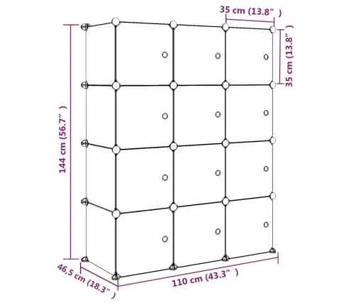 Skapītis Bērniem, 12 Kubveida Nodalījumi, Zils, Plastmasa Vidaxl