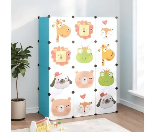 Skapītis Bērniem, 12 Kubveida Nodalījumi, Zils, Plastmasa Vidaxl