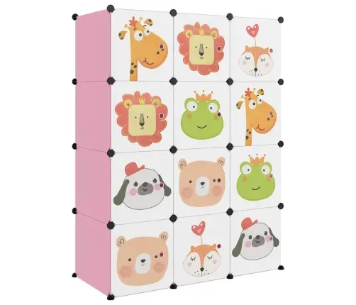 Skapītis Bērniem, 12 Kubveida Nodalījumi, Rozā, Plastmasa Vidaxl