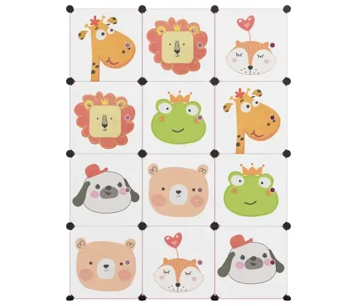 Skapītis Bērniem, 12 Kubveida Nodalījumi, Rozā, Plastmasa Vidaxl