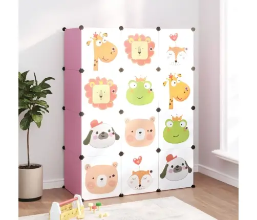 Skapītis Bērniem, 12 Kubveida Nodalījumi, Rozā, Plastmasa Vidaxl