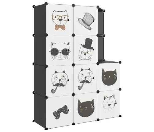 Skapītis Bērniem, 10 Kubveida Nodalījumi, Melns, Plastmasa Vidaxl