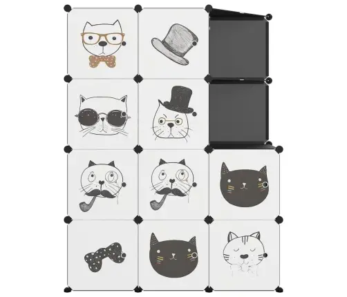 Skapītis Bērniem, 10 Kubveida Nodalījumi, Melns, Plastmasa Vidaxl