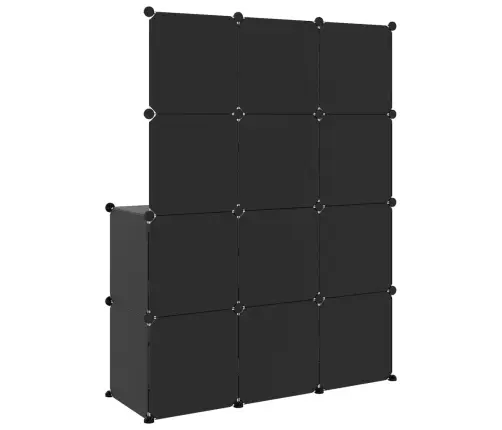 Skapītis Bērniem, 10 Kubveida Nodalījumi, Melns, Plastmasa Vidaxl