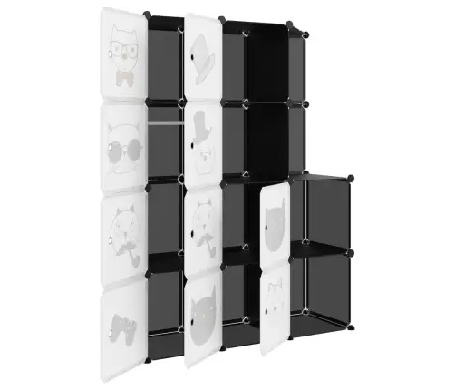 Skapītis Bērniem, 10 Kubveida Nodalījumi, Melns, Plastmasa Vidaxl