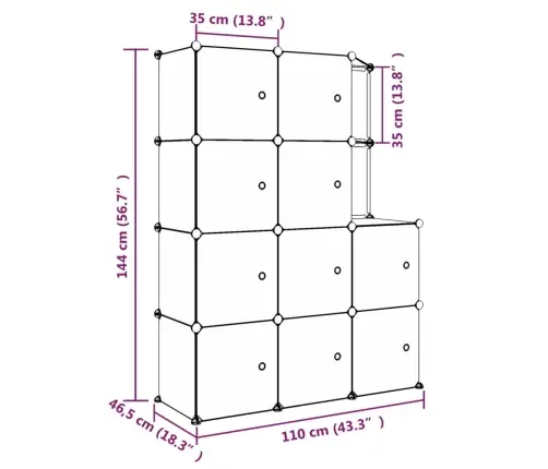 Skapītis Bērniem, 10 Kubveida Nodalījumi, Melns, Plastmasa Vidaxl