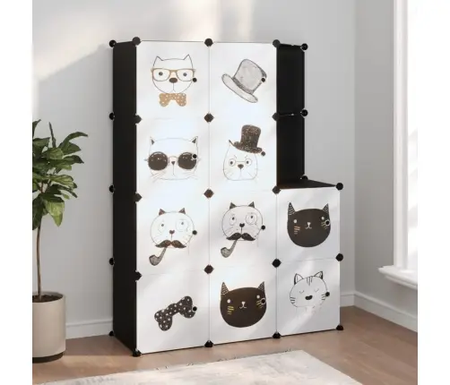 Skapītis Bērniem, 10 Kubveida Nodalījumi, Melns, Plastmasa Vidaxl