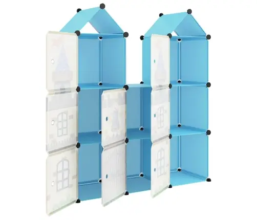 Skapītis Bērniem, 8 Kubveida Nodalījumi, Zils, Plastmasa Vidaxl