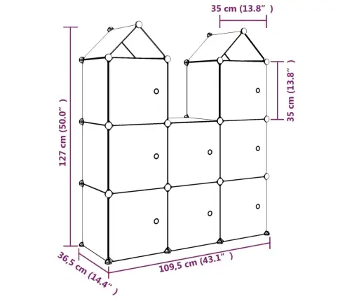 Skapītis Bērniem, 8 Kubveida Nodalījumi, Zils, Plastmasa Vidaxl