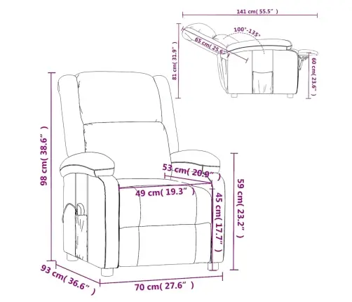 Masāžas Krēsls, Krēmkrāsas Audums Vidaxl