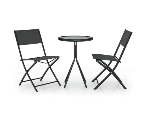3-Daļīgs Bistro Mēbeļu Komplekts, Tērauds, Melns Vidaxl