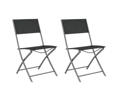 Saliekami Dārza Krēsli, 2 Gab., Melns Tērauds Un Tekstilēns Vidaxl Saliekami Dārza Krēsli, 2 Gab., Melns Tērauds Un Tekstilēns Vidaxl