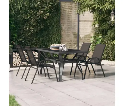 Dārza Galds, Pelēks, Melns, 140X70X70 Cm, Tērauds Un Stikls Vidaxl