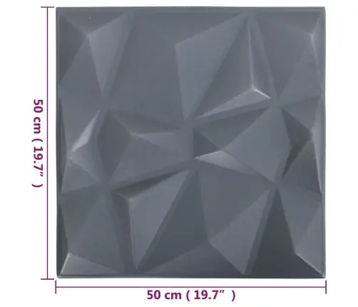 3D Sienas Paneļi, 24 Gab., 50X50 Cm, Pelēki Dimanti, 6 M² Vidaxl