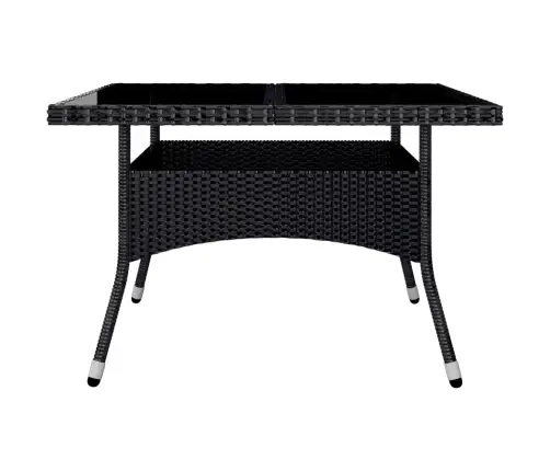 9-Daļīgs Dārza Mēbeļu Komplekts, Pe Rotangpalma, Stikls, Melns Vidaxl