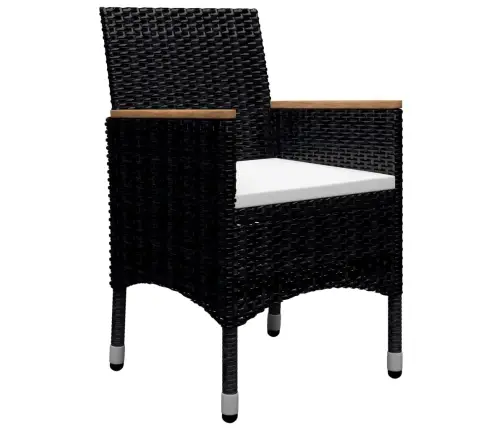 9-Daļīgs Dārza Mēbeļu Komplekts, Melna Pe Rotangpalma, Koks Vidaxl