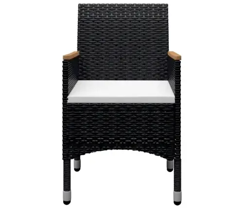 9-Daļīgs Dārza Mēbeļu Komplekts, Melna Pe Rotangpalma, Koks Vidaxl