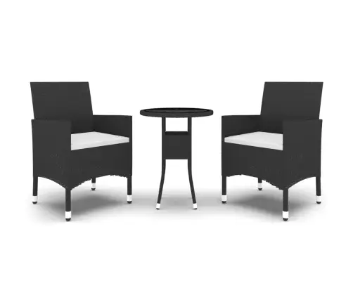 3-Daļīgs Bistro Mēbeļu Komplekts, Pe Rotangpalma, Rūdīts Stikls Vidaxl