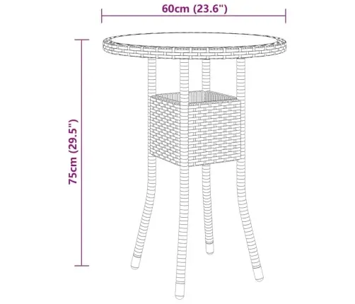 3-Daļīgs Bistro Mēbeļu Komplekts, Pe Rotangpalma, Rūdīts Stikls Vidaxl