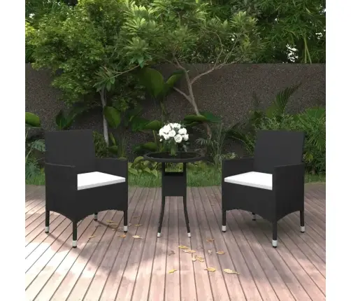 3-Daļīgs Bistro Mēbeļu Komplekts, Pe Rotangpalma, Rūdīts Stikls Vidaxl