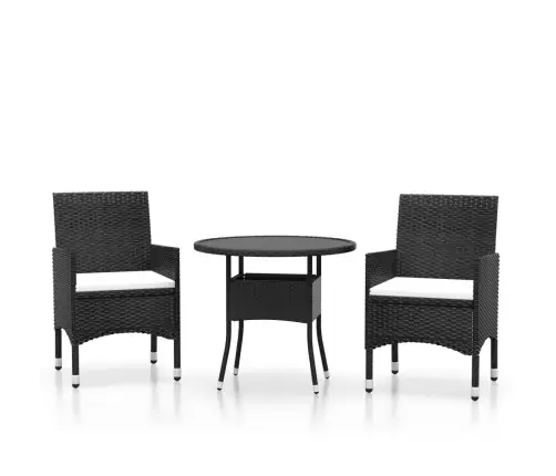 3-Daļīgs Bistro Mēbeļu Komplekts, Pe Rotangpalma, Rūdīts Stikls Vidaxl