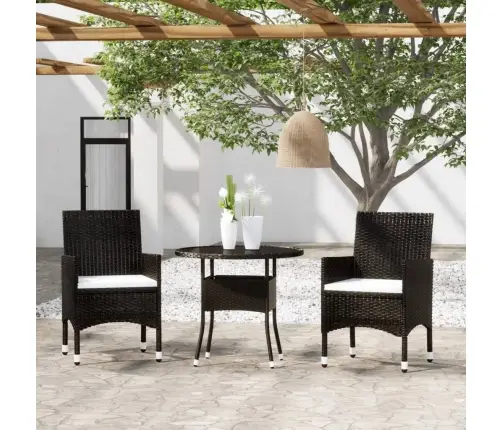 3-Daļīgs Bistro Mēbeļu Komplekts, Pe Rotangpalma, Rūdīts Stikls Vidaxl