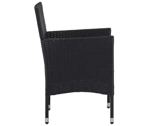 3-Daļīgs Dārza Mēbeļu Komplekts, Pe Rotangpalma, Stikls, Melns Vidaxl