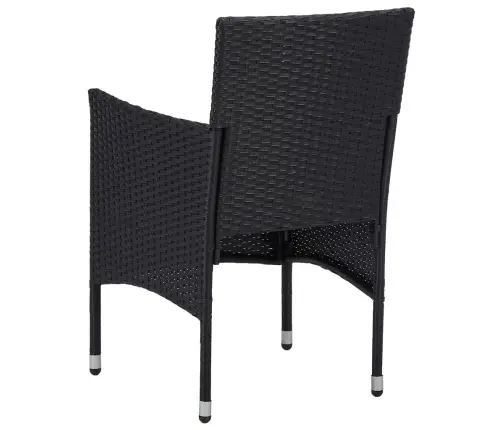 3-Daļīgs Dārza Mēbeļu Komplekts, Pe Rotangpalma, Stikls, Melns Vidaxl