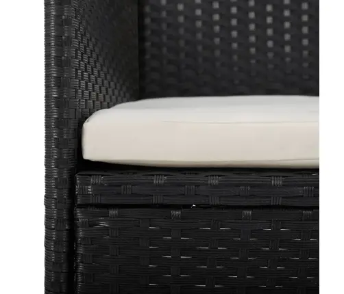 3-Daļīgs Dārza Mēbeļu Komplekts, Pe Rotangpalma, Stikls, Melns Vidaxl