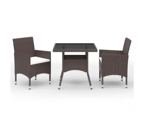 Sodo Valgomojo Komplektas, 3 Dalių, Rudas, Poliratanas/Stiklas