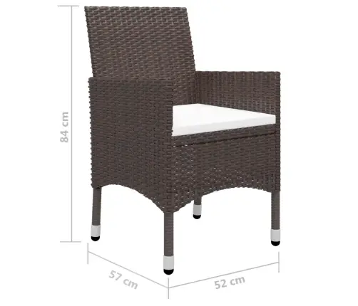 Sodo Valgomojo Komplektas, 3 Dalių, Rudas, Poliratanas/Stiklas