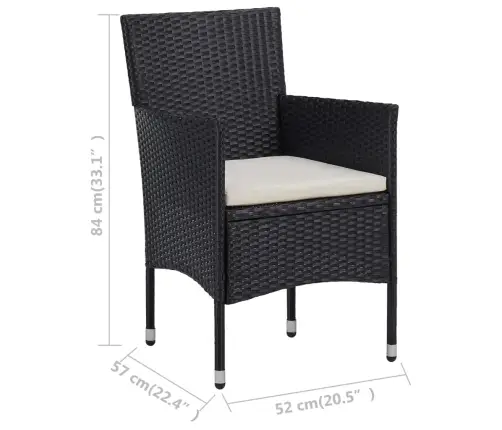 3-Daļīgs Bistro Mēbeļu Komplekts, Pe Rotangpalma, Rūdīts Stikls Vidaxl