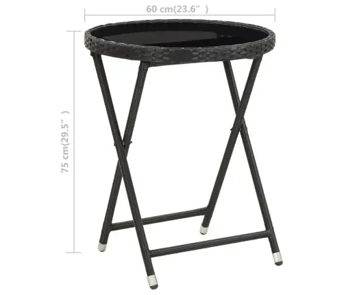 3-Daļīgs Bistro Mēbeļu Komplekts, Pe Rotangpalma, Rūdīts Stikls Vidaxl