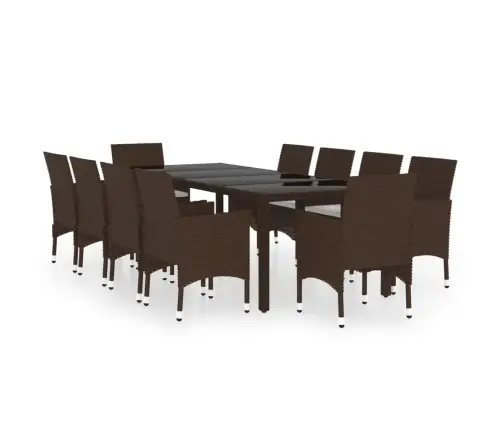 11-Osaline Aiamööbli Komplekt, Polürotang, Pruun