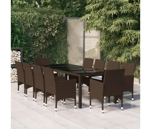11-Osaline Aiamööbli Komplekt, Polürotang, Pruun
