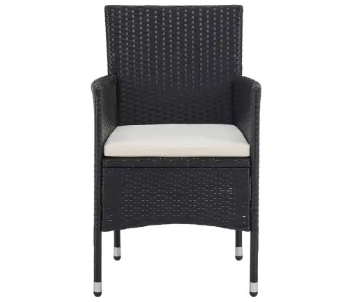 3-Daļīgs Dārza Mēbeļu Komplekts, Pe Rotangpalma, Stikls, Melns Vidaxl