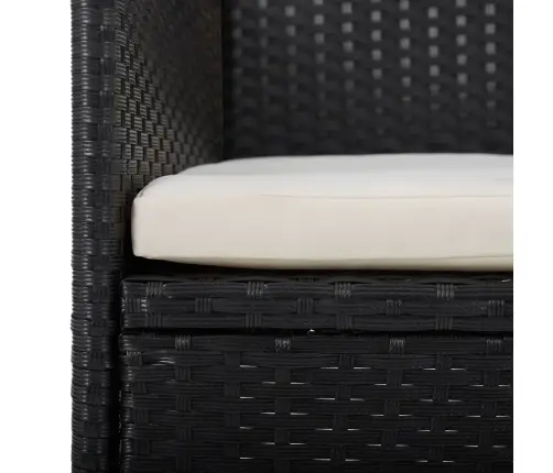 3-Daļīgs Dārza Mēbeļu Komplekts, Pe Rotangpalma, Stikls, Melns Vidaxl