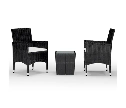 3-Daļīgs Bistro Mēbeļu Komplekts, Pe Rotangpalma, Rūdīts Stikls Vidaxl