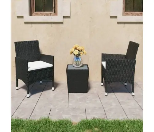 3-Daļīgs Bistro Mēbeļu Komplekts, Pe Rotangpalma, Rūdīts Stikls Vidaxl