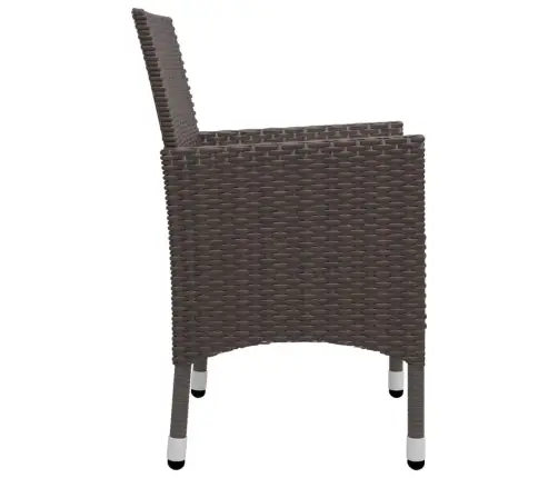 Bistro Baldų Komplektas, 3 Dalių, Rudas, Poliratanas/Stiklas