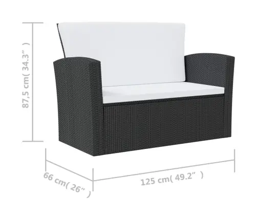 8-Daļīgs Dārza Mēbeļu Komplekts, Matrači, Pe Rotangpalma, Melns Vidaxl