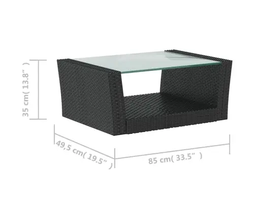 8-Daļīgs Dārza Mēbeļu Komplekts, Matrači, Pe Rotangpalma, Melns Vidaxl