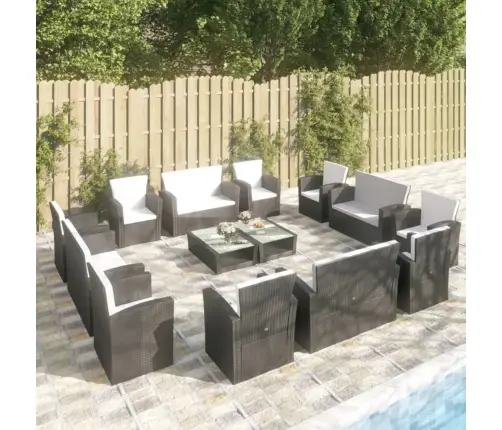 16-Daļīgs Dārza Atpūtas Mēbeļu Komplekts, Melna Pe Rotangpalma Vidaxl 16-Daļīgs Dārza Atpūtas Mēbeļu Komplekts, Melna Pe Rotangpalma Vidaxl