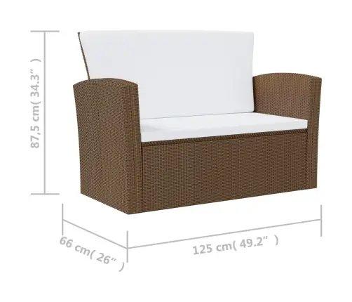 Sodo Komplektas Su Pagalvėlėmis, 8 Dalių, Rudas, Poliratanas