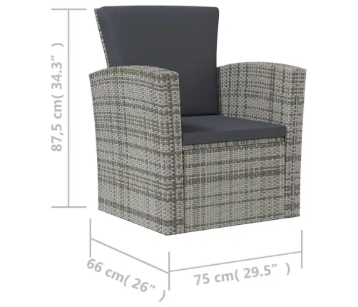 Sodo Komplektas Su Pagalvėlėmis, 16 Dalių, Pilkas, Poliratanas