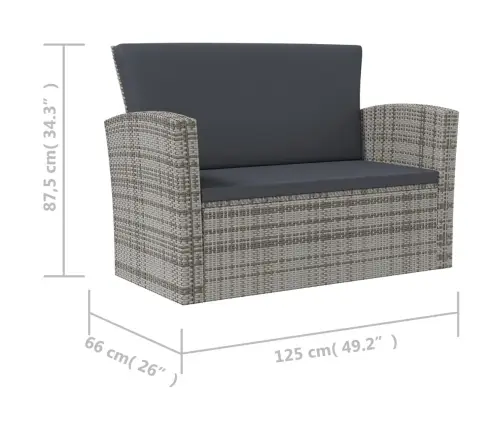 Sodo Komplektas Su Pagalvėlėmis, 16 Dalių, Pilkas, Poliratanas